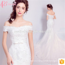 Guangzhou simple correa ajustable de vuelta bowknot trompeta vestidos de novia